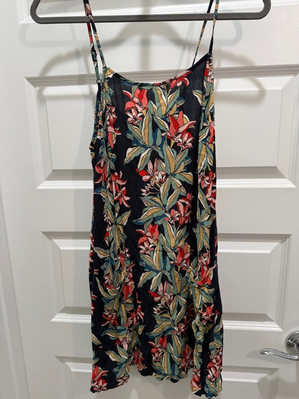 Billabong Black Floral Dress with Multicolor Tropical Print